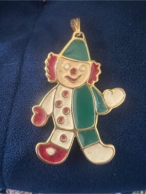 Wallace Silversmiths Enamel Clown Pewter Ornament / Pendant